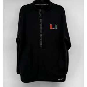Miami Hurricanes Pullover Mens XL Black‎ NCAA Football Parley 1/4 Zip Top Adidas